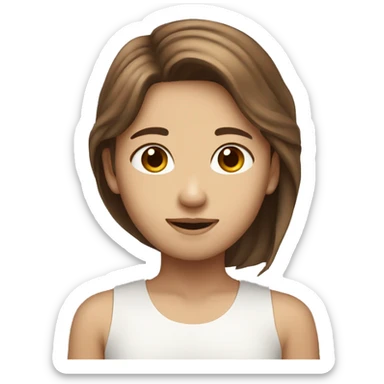 Brown haird asian girl with brown hair white guy sticker