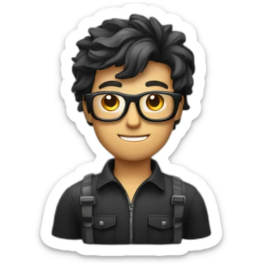 Homme avec cheveux noir et lunette avec appareil photo dans la main sticker