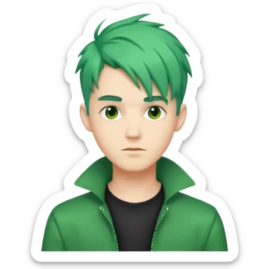 A stylish man with green hair sticker