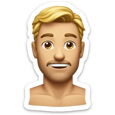 strong muscilar male face running a finger along his jawline sticker