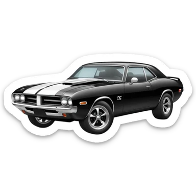Black and white old school muscle car  sticker