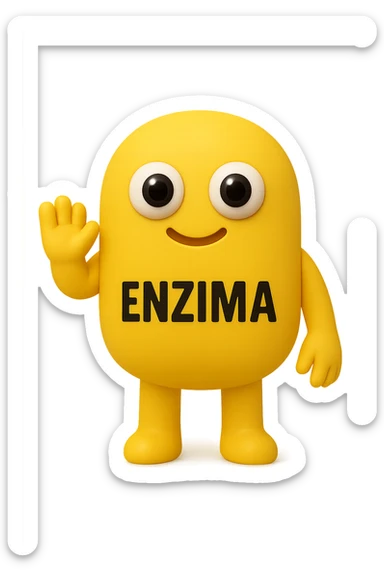 FALLO IDENTICO MA CON LA SCRITTA ENZIMA IN ITALIANO SUL CORPO. emoji con enzima umano con occhi 3d con la scritta "ENZIMA" SUL CORPO IN ITALIANO sticker