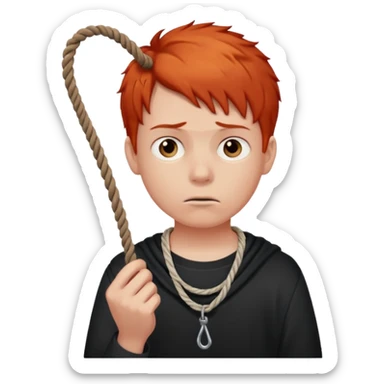 red headed boy holding a noose  sticker