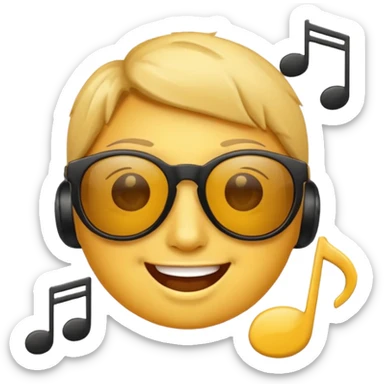 make an face emoji. I will use it for my music playlist. so make it cool and about music less detailed sticker