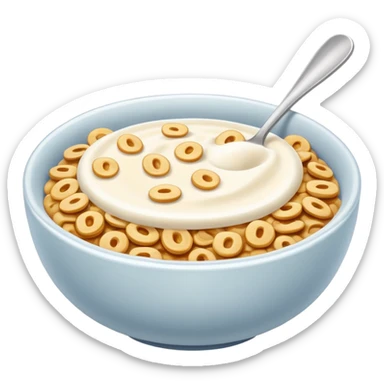 a bowl of wheat cereal with milk WITHOUT a spoon.  sticker