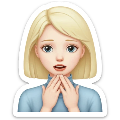 girl putting hands around her throat sticker