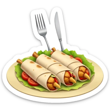 fork with a chicken wrap on its tines sticker