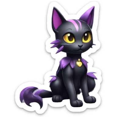 Shiny Shy Cool Punk Black beautiful fantasy Kawaii Ethereal Sona Fakemon-cat-animal with edgy bat-wings-ears Full Body sticker