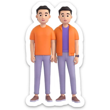 modern Thai man, half body, casual hairstyle, modern clothing, friendly expression sticker