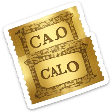 golden ticket with "CALO" written on i sticker