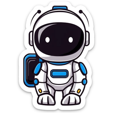 cute robot kid avatar with friendly face sticker