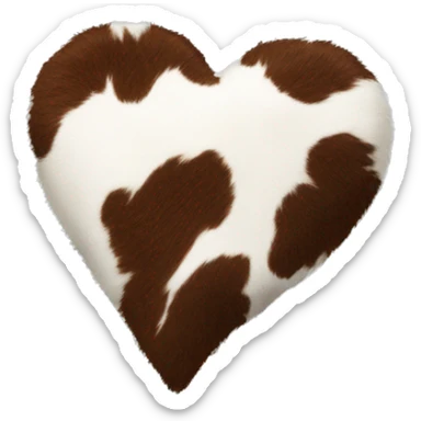 Cowhide fuzzy heart with white ribbon around it sticker
