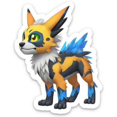 cute cool edgy Digimon-Fakemon-animal with colorful markings full body sticker
