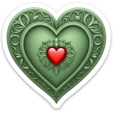 Can you make a sage green heart with a gothic design. In the middle of the heart there should be the letter I sticker