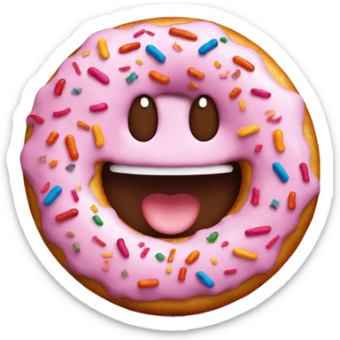 A happy donut with sprinkles in the shape of a smiley face sticker