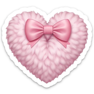 cute pastel pink fluffy heart with bow sticker
