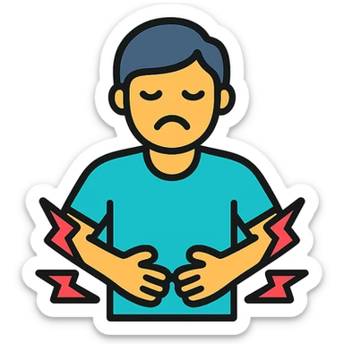 a person with stomach ache sticker