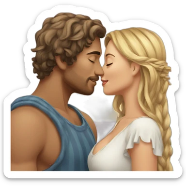 with beach clothes young metis man and white woman kiss love sticker