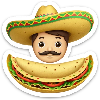 A taco wearing a sombrero sticker