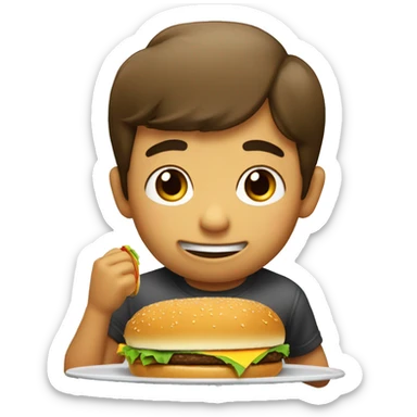 niño comiendo hamburguesa sticker