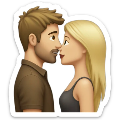 Blond woman kissing brunette man without beard sticker