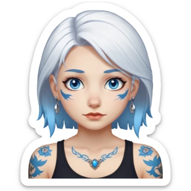 FoxGirl white hair with tattoos sticker
