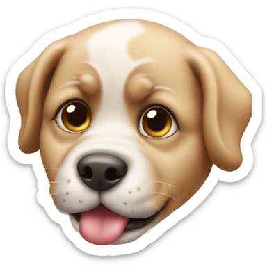 A puppy-dog expression with a twisted lip sticker