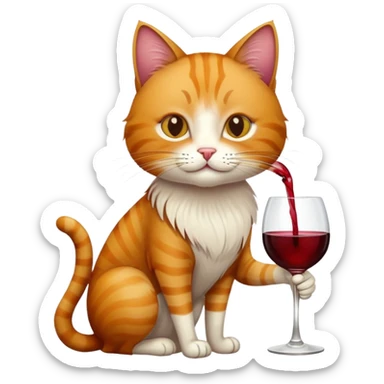 cat drinking wine sticker