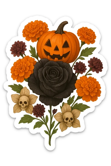 Halloween flower remove background, remove shadow sticker