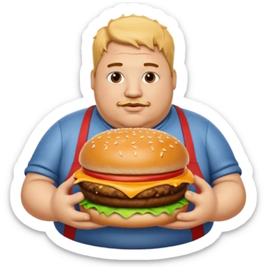 fat guy holding burger sticker