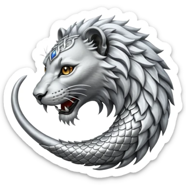 Silver Elder Scrolls Online Lion eating its tail Ouroboro sticker