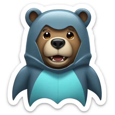 Bear wearing a shark costume sticker
