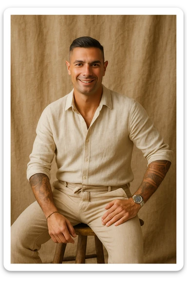 Uomo che usa solo prodotti di Lino e Cotone, perchè sono naturali sticker