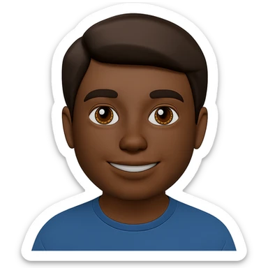 Edit the image to change the man's skin to brown and hair to brown. Keep the ultra realistic memoji style similar to apple emoji style. No background, transparent background. sticker