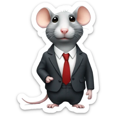 sad rat wearing a suit  sticker
