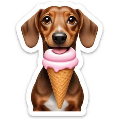 Weenie dog eating ice cream  sticker