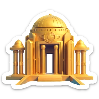 complete golden Anunnaki underwater base with visible domes and pillars, futuristic architecture sticker