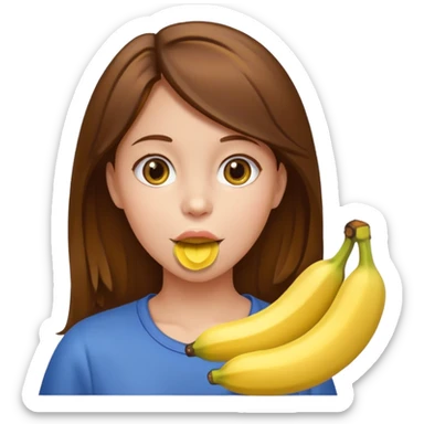 Brown hair Girl with banana in her mouth sticker
