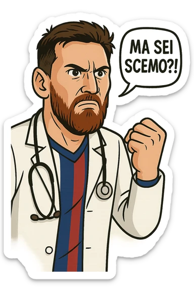 Dottore con la stessa faccia e camicie, dice "Ma sei scemo?!?" sticker