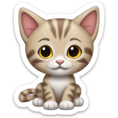kitten takes part in a quiz sticker