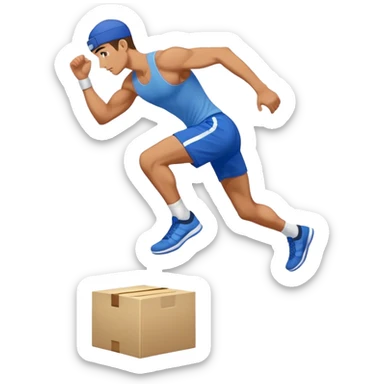 man in blue shorts box-jump exercise side-view sticker