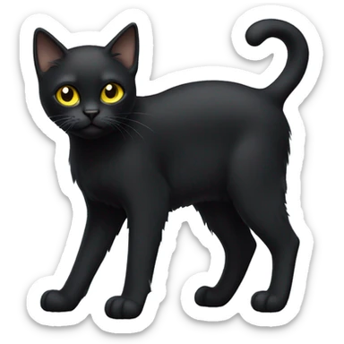 Small short hair black cat full body yellow eyes wispy ear tips sticker