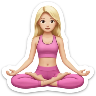 Blonde long hair lady with pink clothes doing yoga sticker