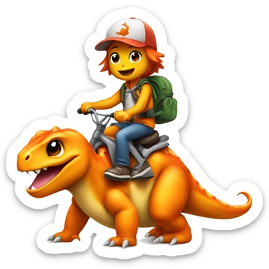 Charmander riding a dinosaur sticker