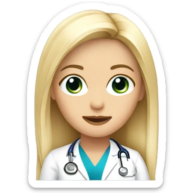 doctora joven rubia cabello largo ojos azules sticker