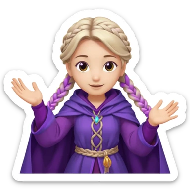 A playful mage girl with braids, purple cloak, and magic swirling around her hands.
 sticker