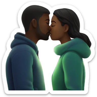 couple kissing under northern lights  sticker