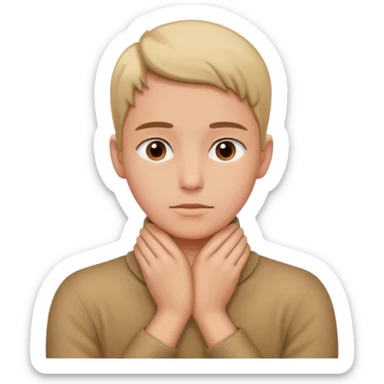 a bust of a person with both their hands around their neck sticker