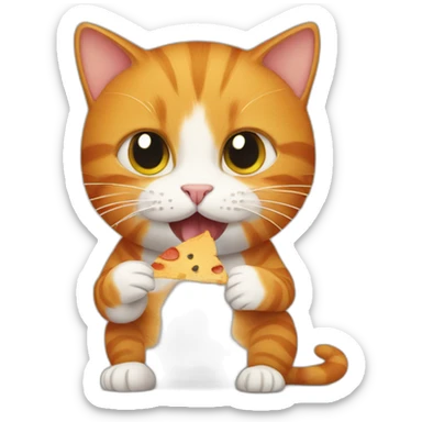 a ginger cat eating a mouse sticker