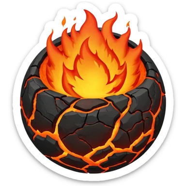sphere planet, surface covered with lava fire sticker